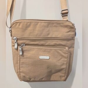 Baggallini Tan Nylon Messenger Bag with Wristlet Durable Design